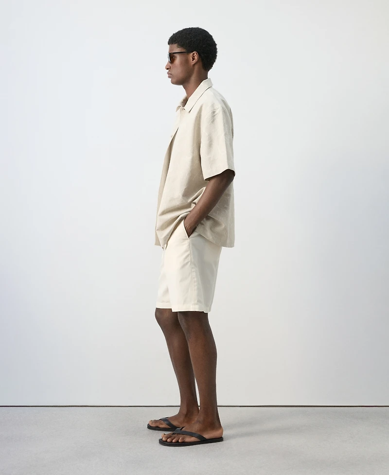 Mango Men's Embroidered Details Linen-Cotton Overshirt