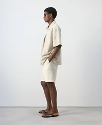 Mango Men's Embroidered Details Linen-Cotton Overshirt