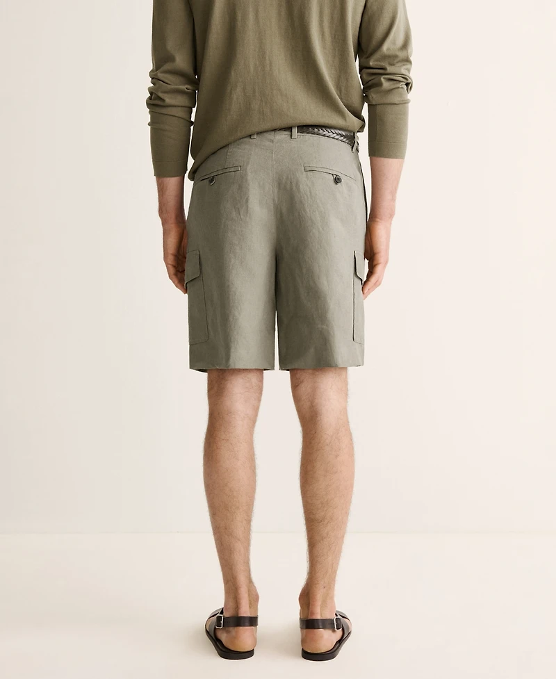 Mango Men's Cargo Linen 9.06" Bermuda Shorts