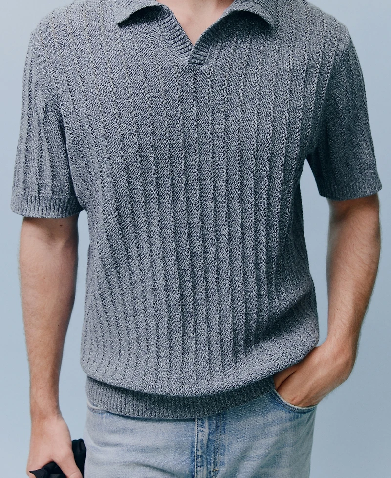 Mango Men's Cotton Fine-Knit Polo Shirt