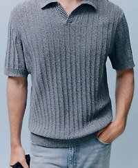 Mango Men's Cotton Fine-Knit Polo Shirt