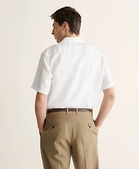 Mango Men's Linen Bowling-Collar Shirt
