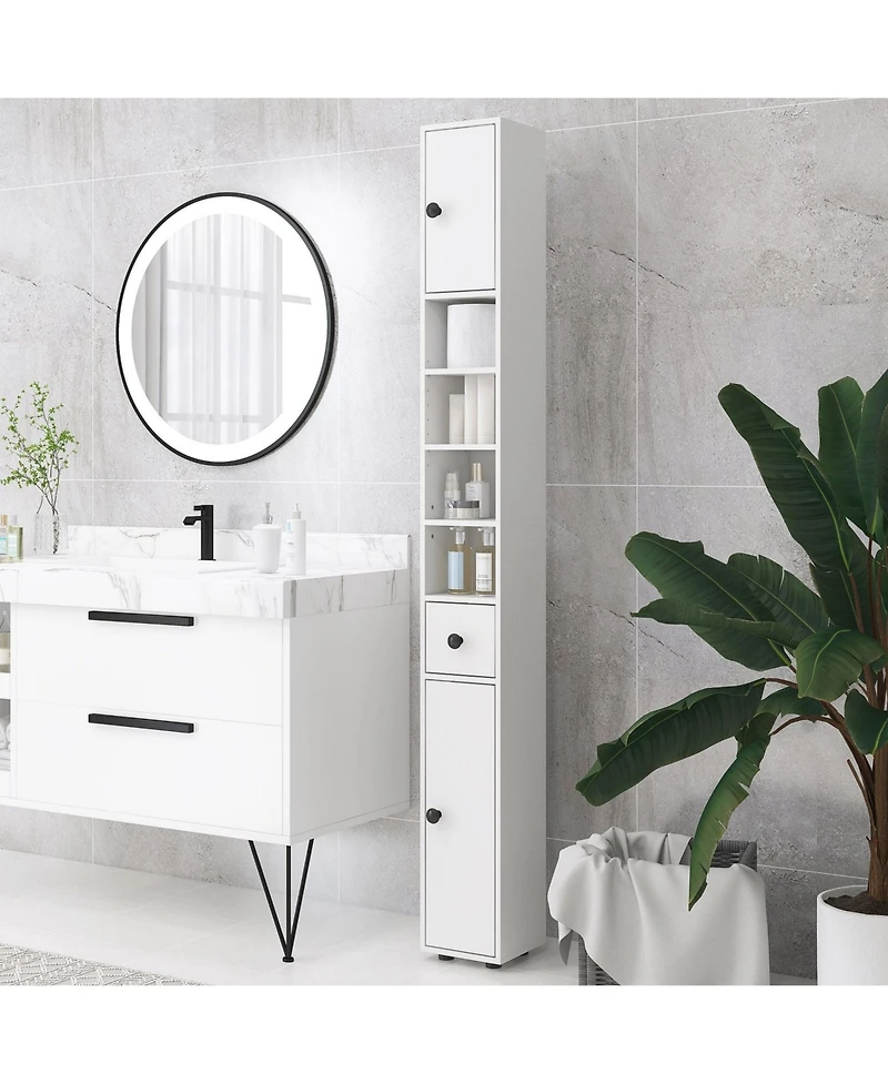 Phying 71 Inch Bathroom Storage Cabinet Freestanding Organizer With Adjustable Inner Shelves Multifunctional Slim Floor Cabinet For Bathroom