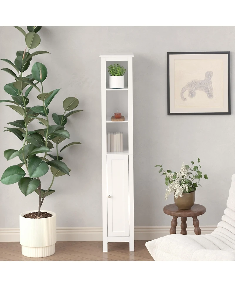 Midola 66.92" Tall Bathroom Storage Cabinet with Adjustable Shelves, Slim 1 Doors Freestanding Cabinet with Anti-Tip for Home, Small Spaces, Bathroom