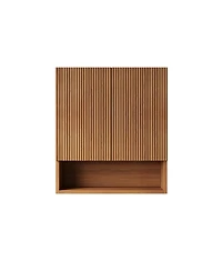 Midola 26" Wall-Mounted Striped Bathroom Cabinet with Doors, Shelf and Open Storage Compartment Over The Toilet Storage Cabinet for Bathroom