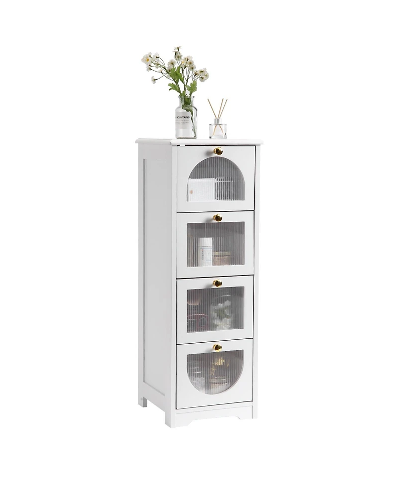 homfan Narrow Bathroom Storage Cabinet with 4 Drawers, Slim Floor Organizer for Hallway, Living Room, Entryway