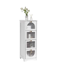 homfan Narrow Bathroom Storage Cabinet with 4 Drawers, Slim Floor Organizer for Hallway, Living Room, Entryway