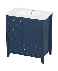 Busdays 30 Inch Bathroom Vanity with Sink One Cabinet and Three Drawers Solid Wood and Mdf Board