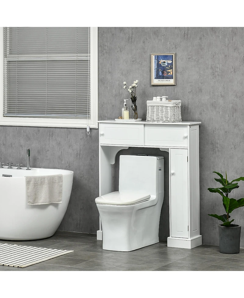 Busdays Freestanding Over The Toilet Bathroom Cabinet Storage Organizer with Adjustable Shelves and Toilet Rack