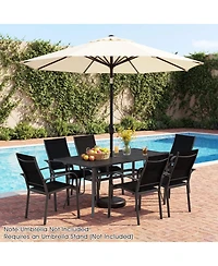 Sugift 63 x 33 in Rectangle Metal Patio Dining Table for 6 with Umbrella Hole