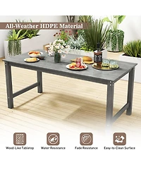Sugift Hdpe Outdoor Dining Table for 6 Person with Wood-Like Tabletop and Umbrella Hole.
