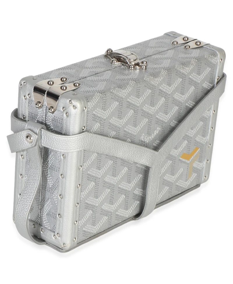 Pre-Owned Goyard Silver Precious Metals Goyardine Canvas Minaudiere Trunk