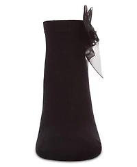 MeMoi Girls Tulle-Bow-Trimmed Mercerized Cotton-Rich Ankle Sock