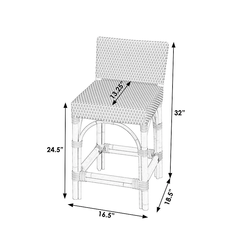 Butler Specialty Serienna Rectangular Rattan Low Back 24.5" Counter Stool