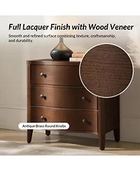Hulala Home Horaz Modern 27''W 3-Drawers Curves End Table with Built-In Charging Station