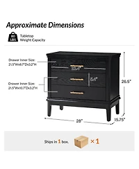 Hulala Home Rosalie Transitional 26"Tall 3-Drawer End Table with Built-in Charging Station