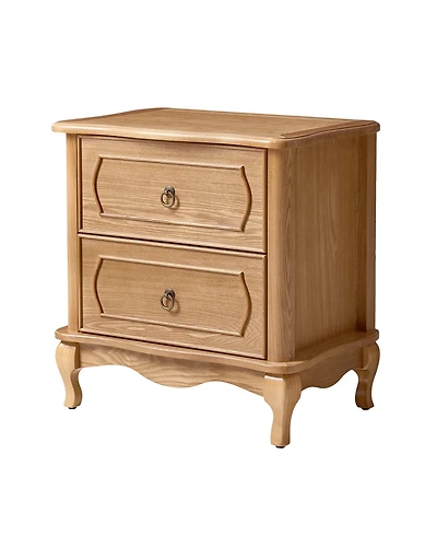 Hulala Home Sara 24"W Traditional 2-Drawer End Table with Charging Station