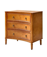 Hulala Home Laurencia 26"W 3-Drawer Curved Silhouette End Table with Built-in Charging Station