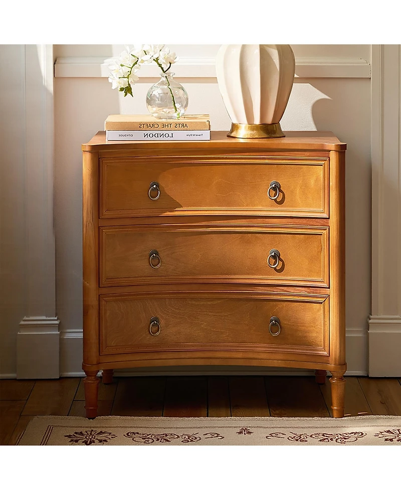 Hulala Home Laurencia 26"W 3-Drawer Curved Silhouette End Table with Built-in Charging Station