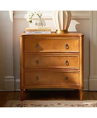 Hulala Home Laurencia 26"W 3-Drawer Curved Silhouette End Table with Built-in Charging Station