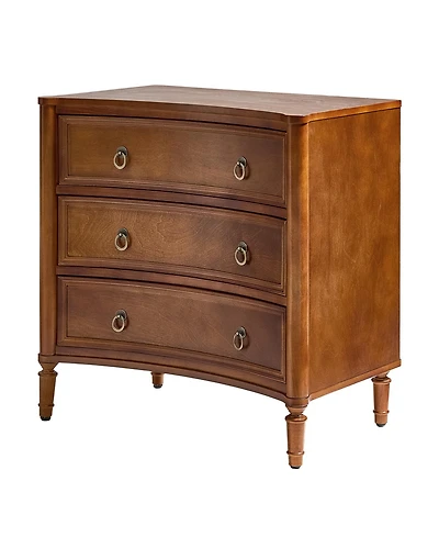 Hulala Home Laurencia 26"W 3-Drawer Curved Silhouette End Table with Built-in Charging Station