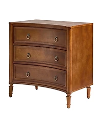Hulala Home Laurencia 26"W 3-Drawer Curved Silhouette End Table with Built-in Charging Station