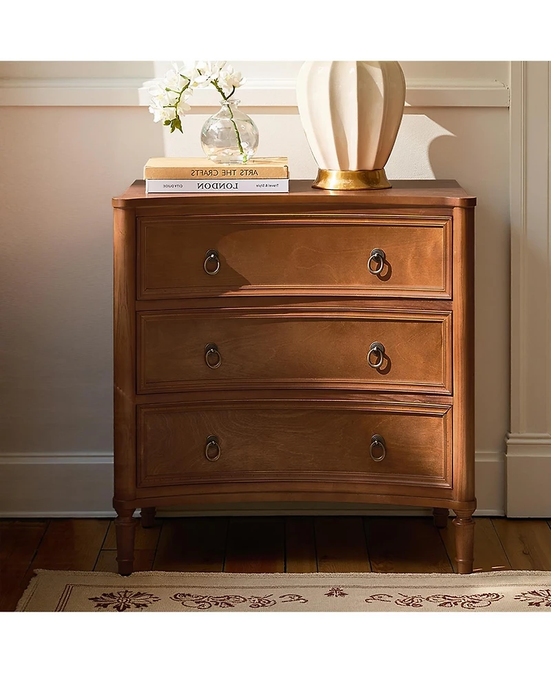 Hulala Home Laurencia 26"W 3-Drawer Curved Silhouette End Table with Built-in Charging Station