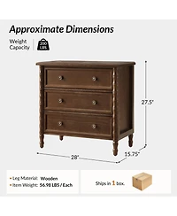 Hulala Home Nicola 3-Drawer Transitional 28''W Curved End Table with Charging Station