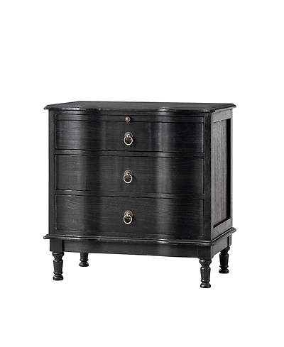 Hulala Home Kasandra Traditional 3-Drawer Curved End Table with Pull-out Shelf