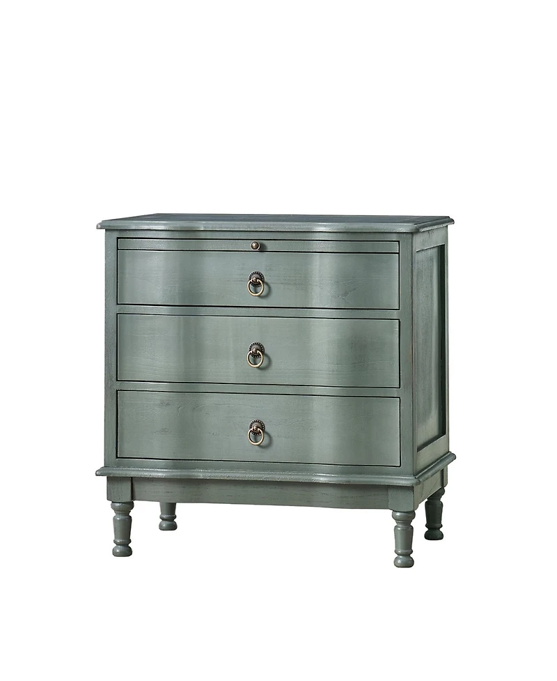Hulala Home Kasandra Traditional 3-Drawer Curved End Table with Pull-out Shelf