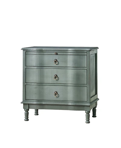 Hulala Home Kasandra Traditional 3-Drawer Curved End Table with Pull-out Shelf