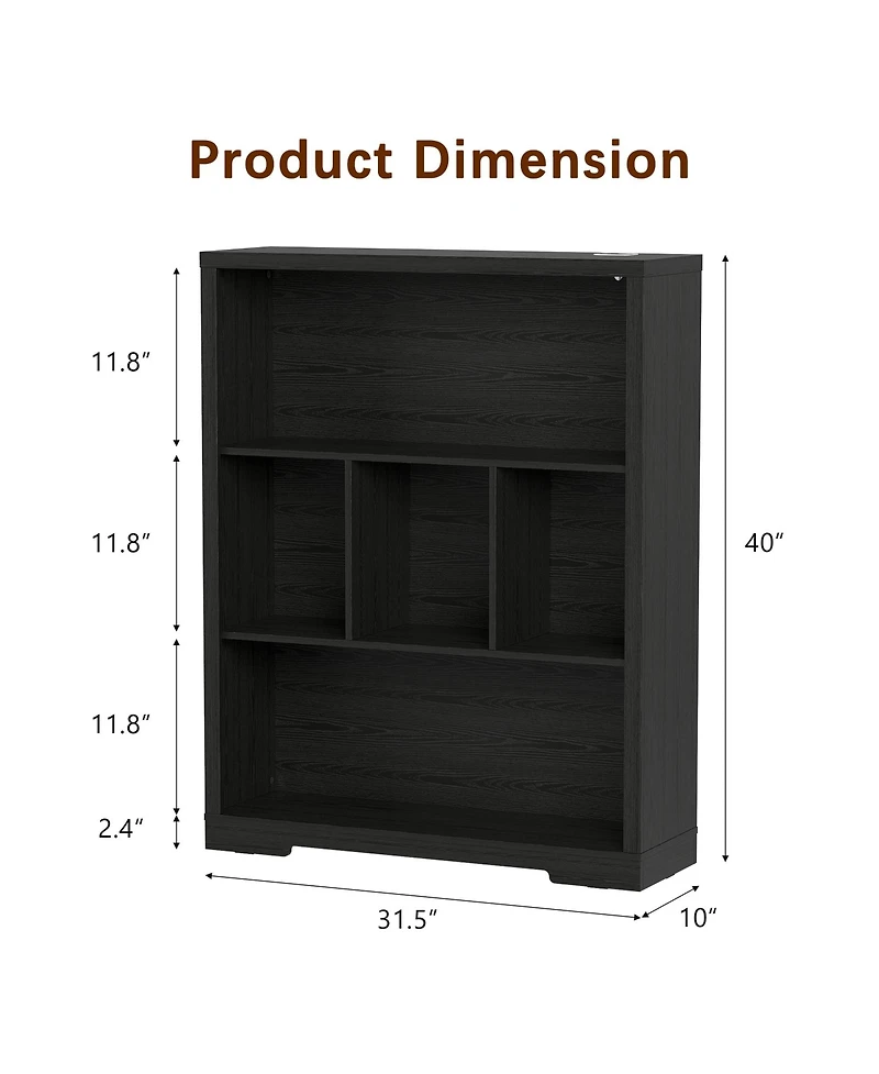 Vlsrka 31.5 Inch Wide Cube Bookcase with Tri-Color Sensor Light