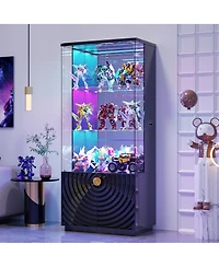 Vlsrka 71 Inch Tall Glass Bar Cabinet with Rgb Led Lighting and Motion Sensors