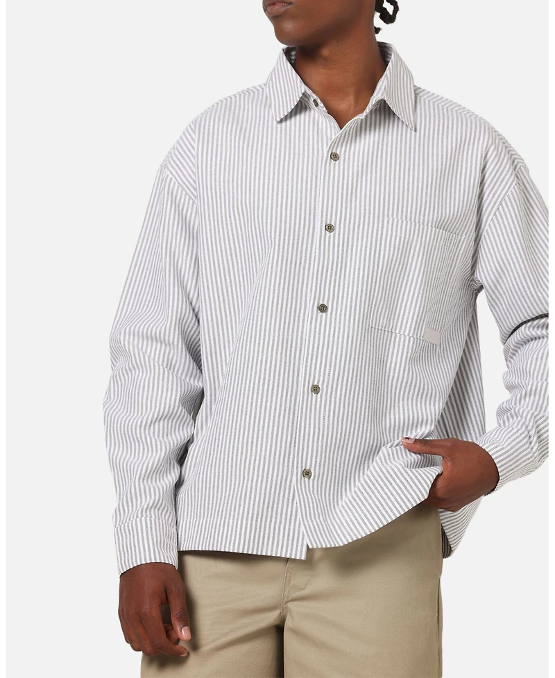 Carre Men's Oxford Stripe Long Sleeve Button Up Shirt