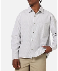 Carre Men's Oxford Stripe Long Sleeve Button Up Shirt