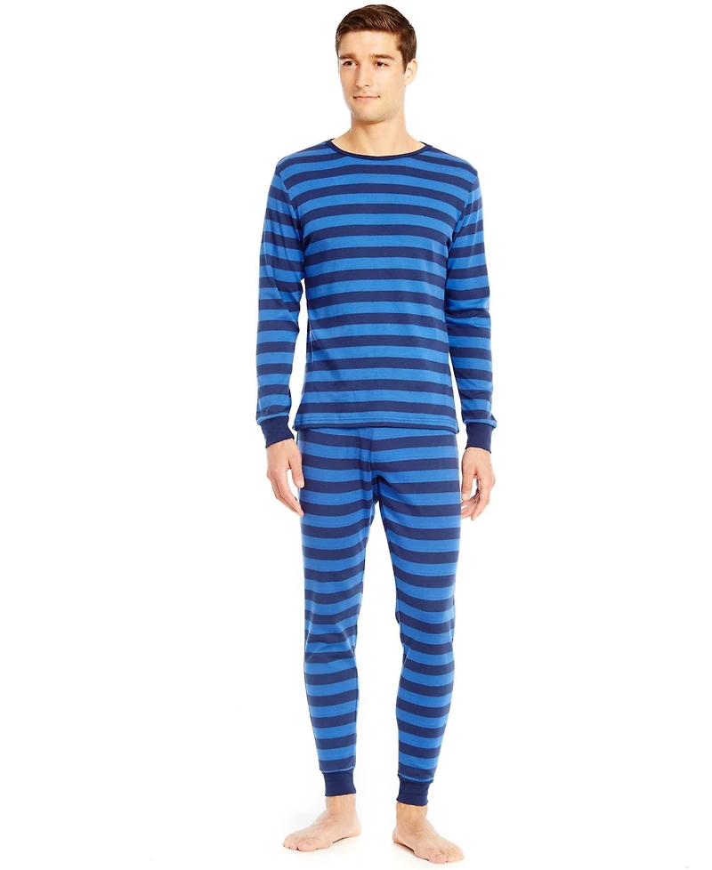 Leveret Men's Men s Two Piece Cotton Striped Holiday Pajamas