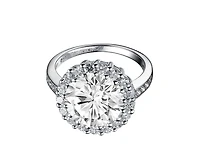 Genevive Brilliant White Gold Plated Round Cz Halo Pave Statement Ring