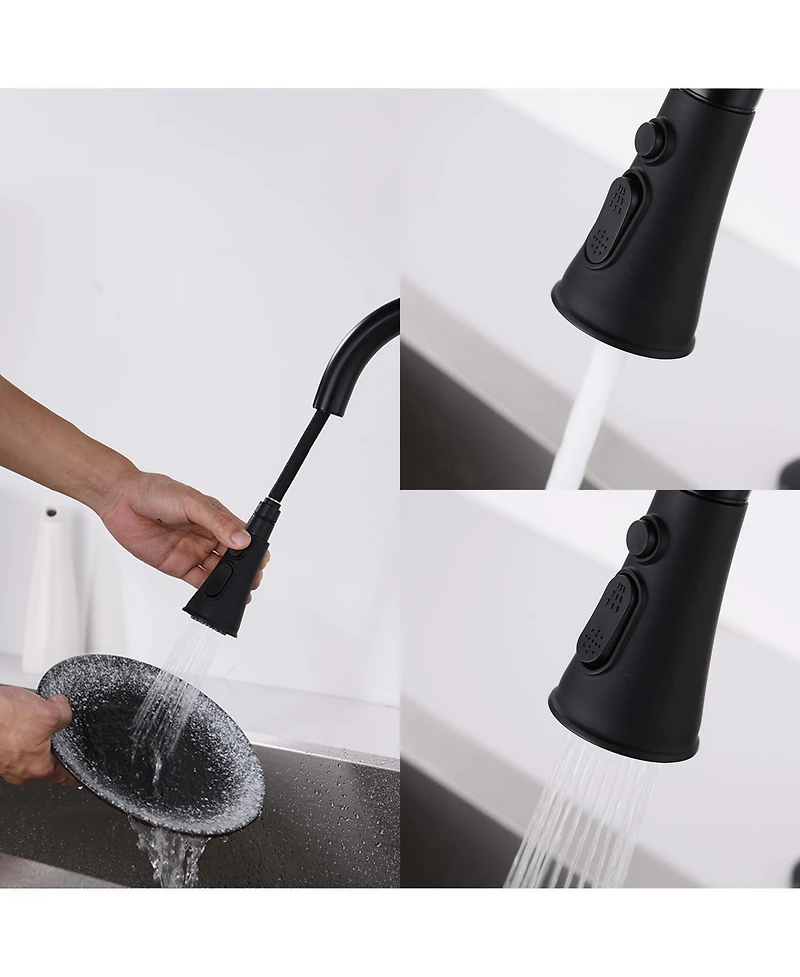 Phying Commercial Single Handle Kitchen Sink Faucet Brushed Nickel Pull Down Sprayer Design