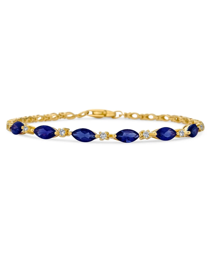 Bling Jewelry Oval Sapphire and Zircon Alternating Tennis Bracelet