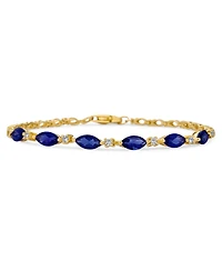 Bling Jewelry Oval Sapphire and Zircon Alternating Tennis Bracelet
