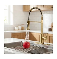 Phying Kitchen Faucet with Pull Down Sprayer Industrial 1 Handle 1 Hole Or 3 Hole Faucet for Farmhouse Camper Laundry Utility Rv Wet Bar Sinks