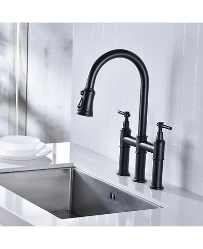 Phying Bridge Kitchen Faucet with Pull-Down Sprayhead in Spot