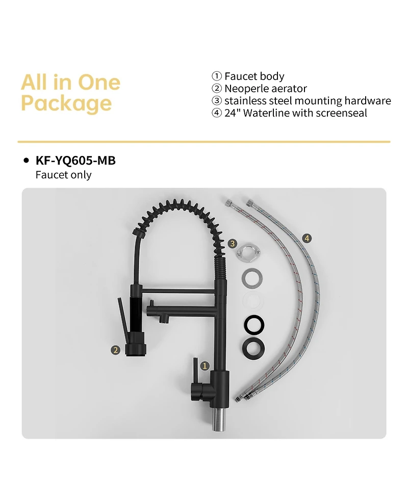 Phying Bothwa Home Cupc Certified 19" Single Handle Kitchen Faucet