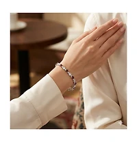 Simona Garnet and Topaz Oval and Round Bracelet in Sterling Silver