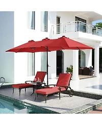 Mondawe Outdoor Lounge Chair w/ Easy Move Wheels & Adjustable Breathable Mesh Backrest Deck Chair