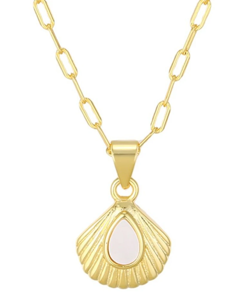St. Moran Natural Imitation Pearl Shell Paperclip Palm Necklace