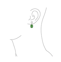 Bling Jewelry Asian Style Chinese Symbols of Good Fortune Green Jade Drop Earrings .925 Sterling Silver
