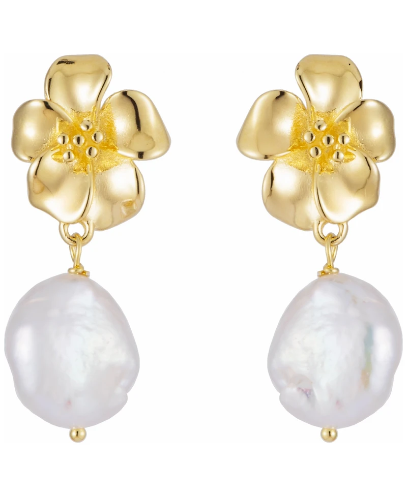Belle de Mer Cultured Freshwater Pearl (9-10mm) Drop Earrings