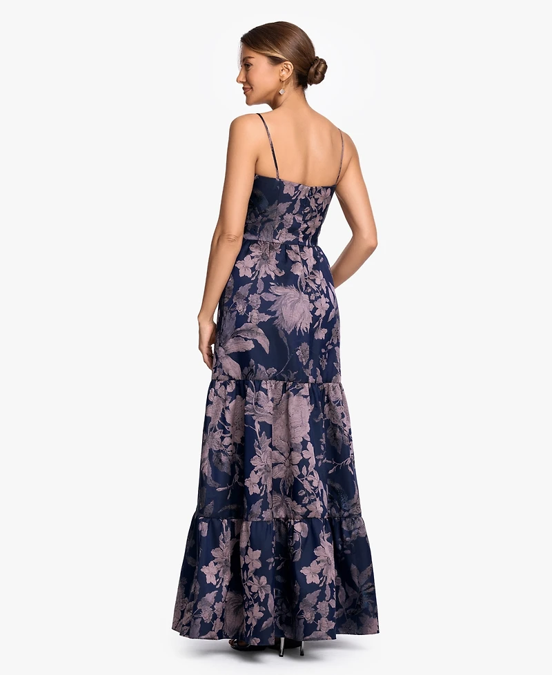 Betsy & Adam Women's Brocade Spaghetti Strap Corset Ball Gown