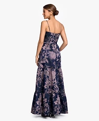 Betsy & Adam Women's Brocade Spaghetti Strap Corset Ball Gown